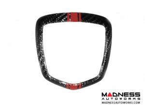 FIAT 500 ABARTH Rear Emblem Trim - Carbon Fiber - Red Stripes